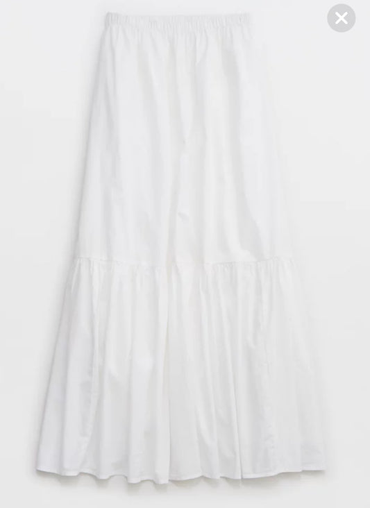 Italian Linen with cotton lining, organic material white two tier linen skirt