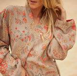 Robe Cotton - One Size Cotton Kimono | Bathrobe Frida | Waffle Robes - Floral Beige