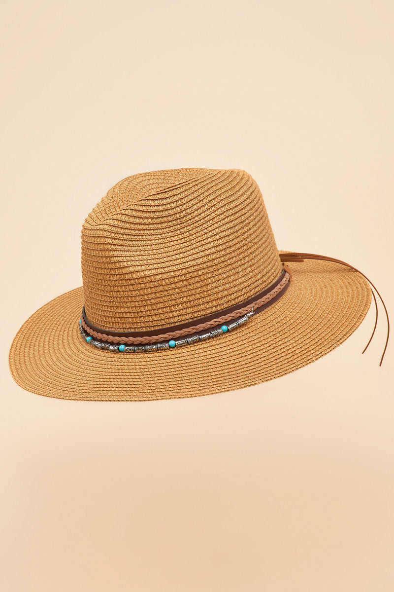 Thalia Hat - Caramel with Embossed Beads