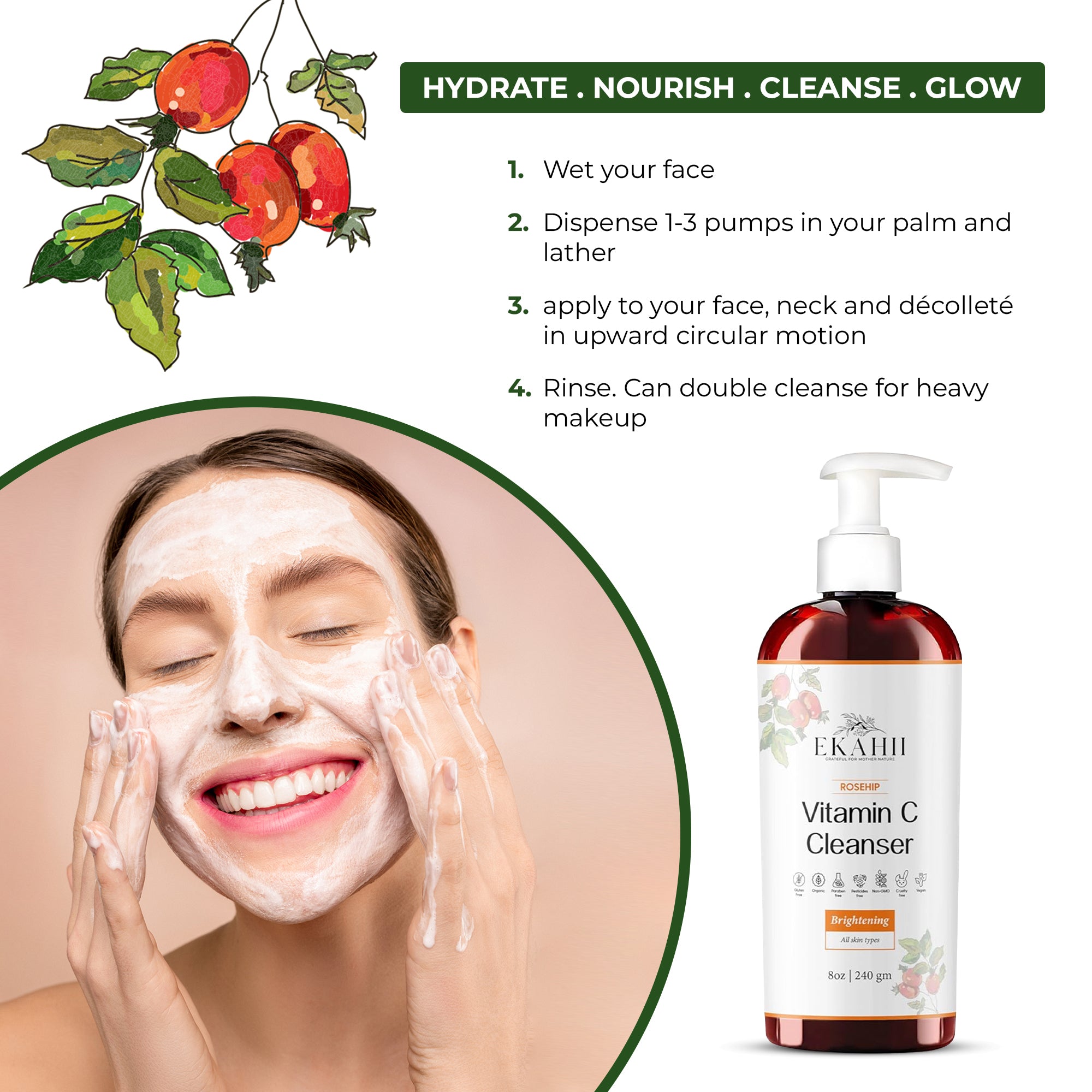 EKAHII Vitamin C Rose-hip Cleanser