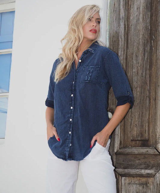 100% Pima Cotton Kate Midnight Blue Shirt