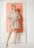 Floral Print Dress With Ruffle Detail Shirring At The Waist