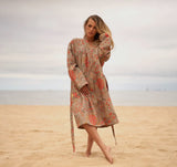 Robe Cotton - One Size Cotton Kimono | Bathrobe Frida | Waffle Robes - Floral Beige