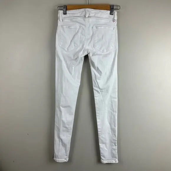 ETIENNE MARCEL Red Ankle Zipper High Rise White Skinny Jeans