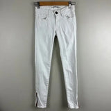 ETIENNE MARCEL Red Ankle Zipper High Rise White Skinny Jeans