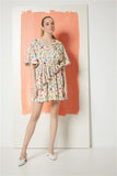 Floral Print Dress With Ruffle Detail Shirring At The Waist