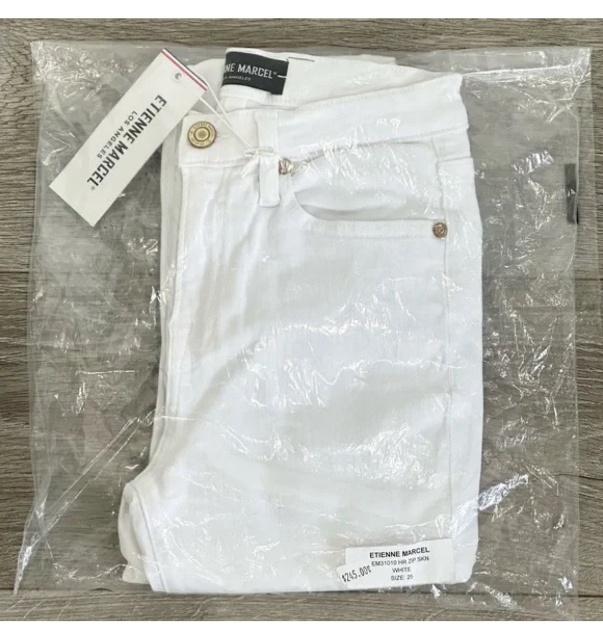 ETIENNE MARCEL Red Ankle Zipper High Rise White Skinny Jeans