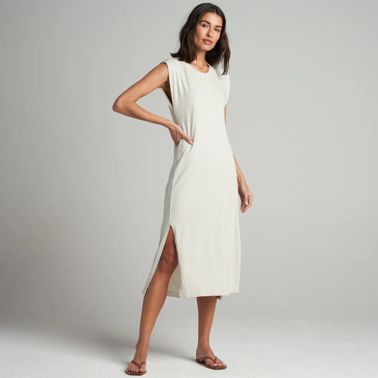 Organic Pre-Shrunk Cotton Cut-Sleeved Dress