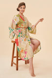 Tropical Flora Kimono Gown Coconut