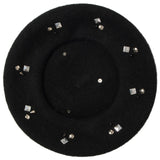 Last Night - Wool Blend Beret with Metallic Stud Clusters