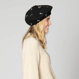 Last Night - Wool Blend Beret with Metallic Stud Clusters