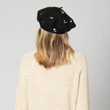 Last Night - Wool Blend Beret with Metallic Stud Clusters