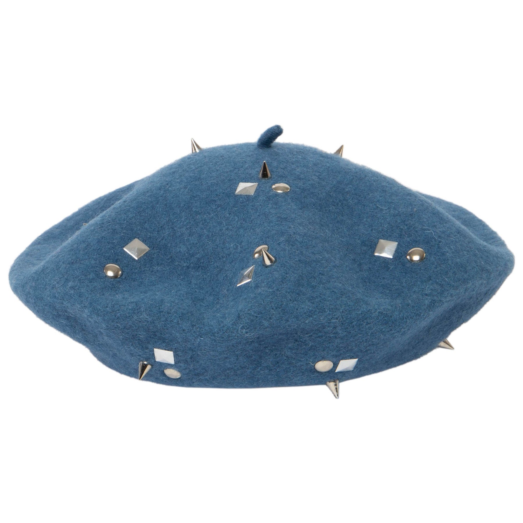 Last Night - Wool Blend Beret with Metallic Stud Clusters