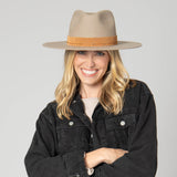 Loretta - Stiff Brim Fedora with Suede Band and Gold Chain