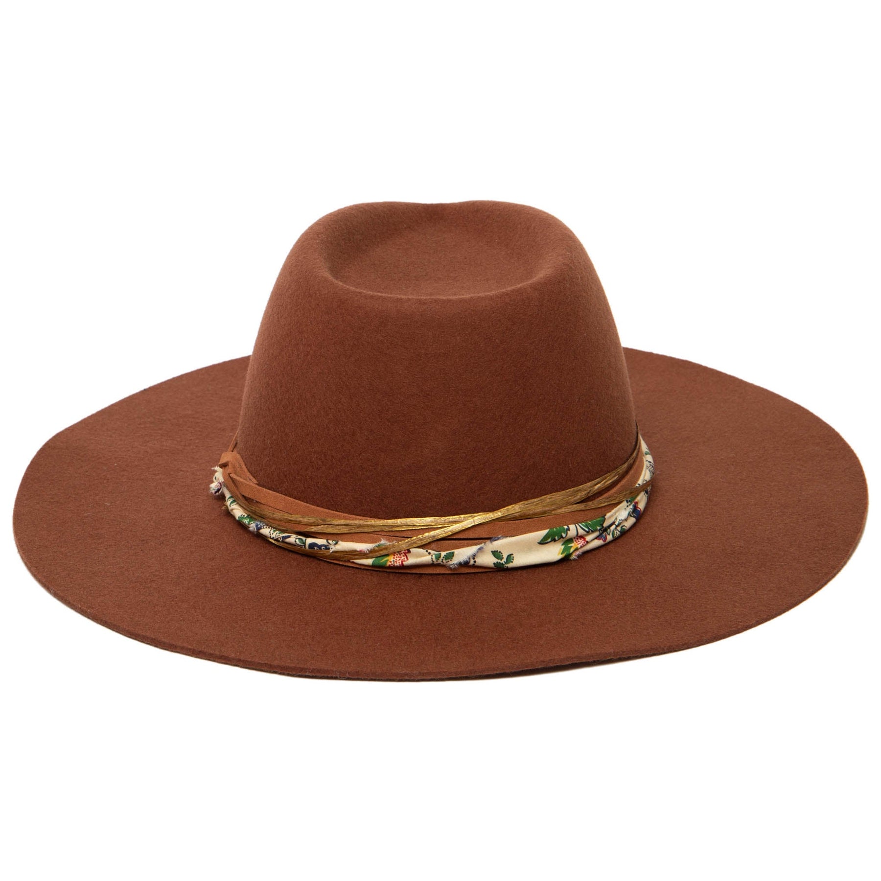 Farrah - Stiff Brim Fedora with Patterned Fabric Band