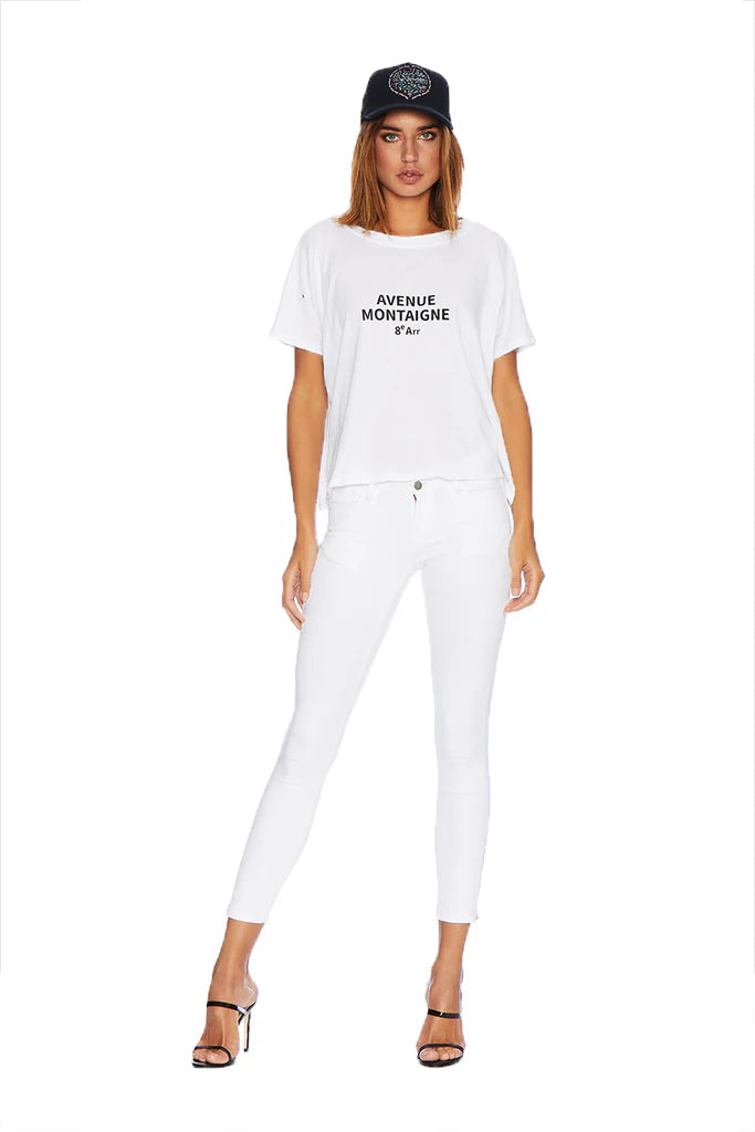 ETIENNE MARCEL Red Ankle Zipper High Rise White Skinny Jeans