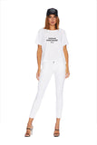 ETIENNE MARCEL Red Ankle Zipper High Rise White Skinny Jeans